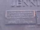 
George William JENNINGS,
17-4-1908 - 14-8-1983,
husband of Ruth,
father of Joan & Ray;
Ruth Isabel JENNINGS,
1912 - 1992,
wife of George,
mother of Joan & Fay;
Mooloolah cemetery, City of Caloundra
