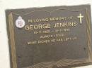 George JENKINS, 10-11-1925 - 31-7-1995; Mooloolah cemetery, City of Caloundra 