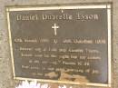 
Daniel Dubrelle Tyson,
30 March 1998 - 19 Oct 1998,
son of Paul & Annette TYSON;
Mooloolah cemetery, City of Caloundra

