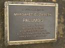 
Margaret Elizabeth PALUMBO,
28-9-1907 - 12-8-1999,
wife of Joseph,
mother of Louise & Sal;
Mooloolah cemetery, City of Caloundra
