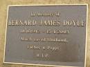 
Bernard James DOYLE,
18-8-1942 - 15-4-2003,
husband father poppy;
Mooloolah cemetery, City of Caloundra
