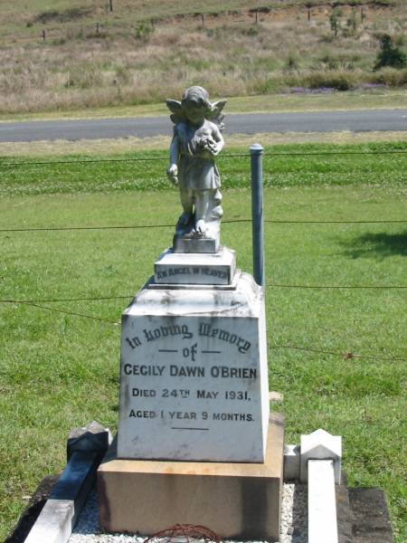 Cecily Dawn O'BRIEN,  | died 24 May 1931 aged 1 year 9 months;  | Moore-Linville general cemetery, Esk Shire  | 