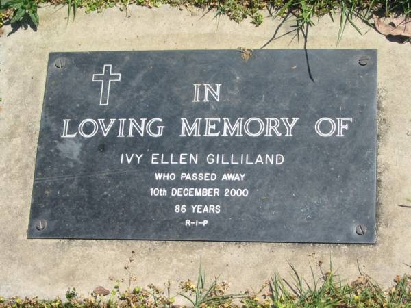 Ivy Ellen GILLILAND,  | died 10 Dec 2000 aged 86 years;  | Moore-Linville general cemetery, Esk Shire  | 