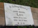 John Daniel LEO, born 26-11-1880, died 24-5-1925; Moore-Linville general cemetery, Esk Shire 