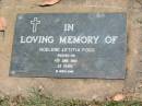 Noelene Letitia FOGG,
died 4 June 1984 aged 36 years;
Moore-Linville general cemetery, Esk Shire