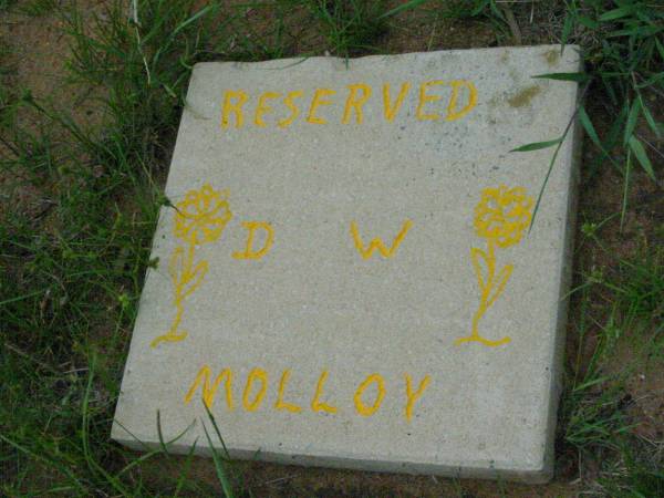 D.W. MOLLOY, reserved;  | Mt Mort Cemetery, Ipswich  | 
