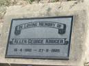 Allen George KRUGER 16-4-1912 to 27-8-1985  Mt Walker Historic/Public Cemetery, Boonah Shire, Queensland  