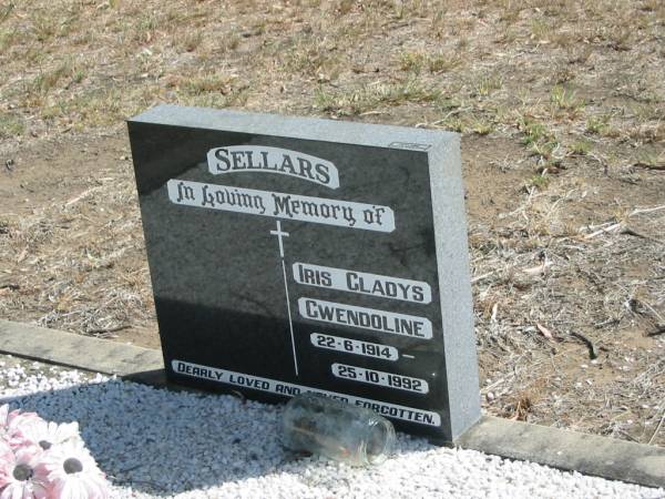 Iris Gladys Gwendoline Sellars  | 22-6-1914 to 25-10-1992  | Mt Walker Historic/Public Cemetery, Boonah Shire, Queensland  |   | 