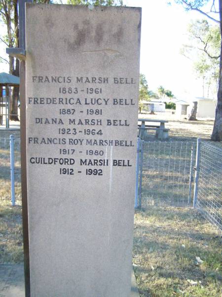 Francis Marsh BELL  | 1883 - 1961  | Frederica Lucy BELL  | 1887 - 1981  | Diana Marsh BELL  | 1923 - 1964  | Francis Roy Marsh BELL  | 1917 - 1980  | Guildford Marsh BELL  | 1912 - 1992  | Mount Alford  |   | 