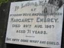 
Margeret EMBREY
d: 29 Aug 1967, aged 71
Mt Cotton  Gramzow  Cornubia  Carbrook Lutheran Cemetery, Logan City

