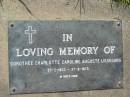 
Dorothee Charlotte Caroline Auguste LIESEGANG
b: 25 Feb 1833, d: 27 Aug 1875
Mt Cotton  Gramzow  Cornubia  Carbrook Lutheran Cemetery, Logan City

