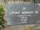 
Friedrich STERN
21 Feb 1985, aged 87
Mt Cotton  Gramzow  Cornubia  Carbrook Lutheran Cemetery, Logan City

