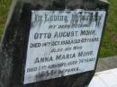 
Otto August MOHR
14 Oct 1958, aged 69
(wife) Anna Maria MOHR
23 Aug 1970, aged 74
Mt Cotton  Gramzow  Cornubia  Carbrook Lutheran Cemetery, Logan City

