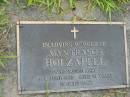 
Alyn Francis HOLZAPFEL
19 Jun 1995, aged 74
Mt Cotton  Gramzow  Cornubia  Carbrook Lutheran Cemetery, Logan City

