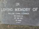 
Pauline Emma SOMMER
21 Jul 1971, aged 95
Mt Cotton  Gramzow  Cornubia  Carbrook Lutheran Cemetery, Logan City

