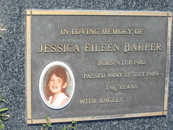 Jessica Eileen HARPER  | b: 9 Feb 1982, d: 17 Sep 1989, aged 7 1/2 years  | Mt Cotton / Gramzow / Cornubia / Carbrook Lutheran Cemetery, Logan City  |   | 