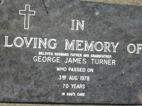 George James TURNER  | 3 Aug 1978, aged 70  | Mt Cotton / Gramzow / Cornubia / Carbrook Lutheran Cemetery, Logan City  |   | 