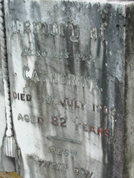 Hans Heinrich HEINEMANN  | 18 Jul 1897, aged 63  | (wife) Catherine  | 3 Jul 1908, aged 82  | Mt Cotton / Gramzow / Cornubia / Carbrook Lutheran Cemetery, Logan City  |   | 