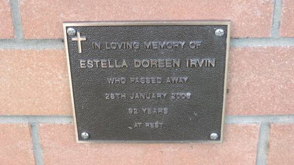 Estella Doreen Irvin  | d: 26 Jan 2008. aged 92  |   | Mount Cotton St Pauls Lutheran Columbarium wall  |   | 