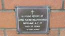 
James Arthur William KRAUSE
d: 4 Jul 1937, aged 53
Mount Cotton St Pauls Lutheran Columbarium wall 

