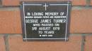 George James Turner d: 3 Aug 1978, aged 70  Mount Cotton St Pauls Lutheran Columbarium wall  