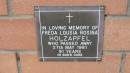 Freda Louisa Rosina Holzapfel d: 27 May 1981, aged 91  Mount Cotton St Pauls Lutheran Columbarium wall  