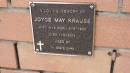 Joyce May KRAUSE b: 6 May 1926 d: 1 Mar 2014, aged 87  Mount Cotton St Pauls Lutheran Columbarium wall  