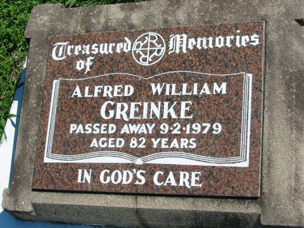 Alfred William GREINKE  | 9 Feb 1979, aged 82  | Mount Beppo Apostolic Church Cemetery  | 