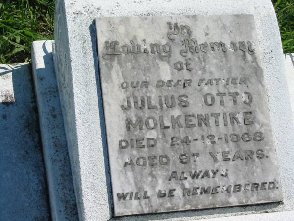 Julius Otto MOLKENTINE  | 24 Dec 1968, aged 97  | Mount Beppo Apostolic Church Cemetery  | 