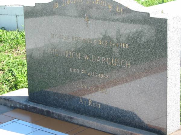Heinrich W DARGUSCH  | 1 Aug 1968, aged 69  | Mount Beppo Apostolic Church Cemetery  | 