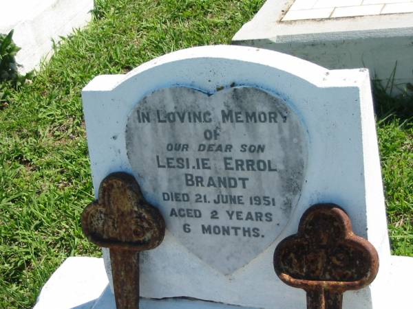 Leslie Errol BRANDT  | 21 Jun 1951, aged 2 years, 6 months  | Mount Beppo Apostolic Church Cemetery  | 