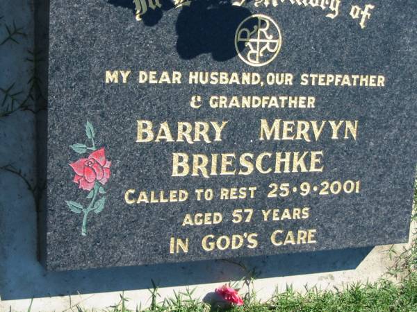 Barry Mervyn BRIESCHKE  | d: 25 Sep 2001, aged 57  | Mount Beppo Apostolic Church Cemetery  | 