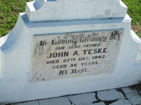 John A TESKE  | 27 Dec 1942, aged 56  | Mount Beppo Apostolic Church Cemetery  | 