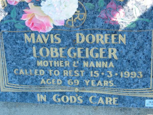 Mavis Doreen LOBEGEIGER  | 15 Mar 1993, aged 69  | Mount Beppo Apostolic Church Cemetery  | 