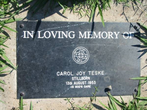 Carol Joy TESKE  | stillborn 13 Aug 1953  | Mount Beppo Apostolic Church Cemetery  | 