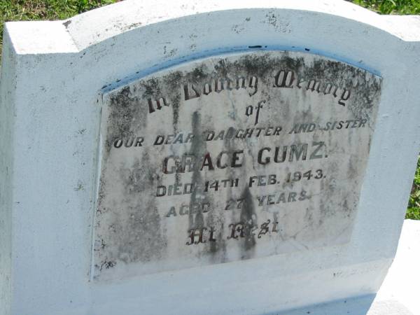 Grace GUMZ  | 14 Feb 1943, aged 27  | Mount Beppo Apostolic Church Cemetery  | 