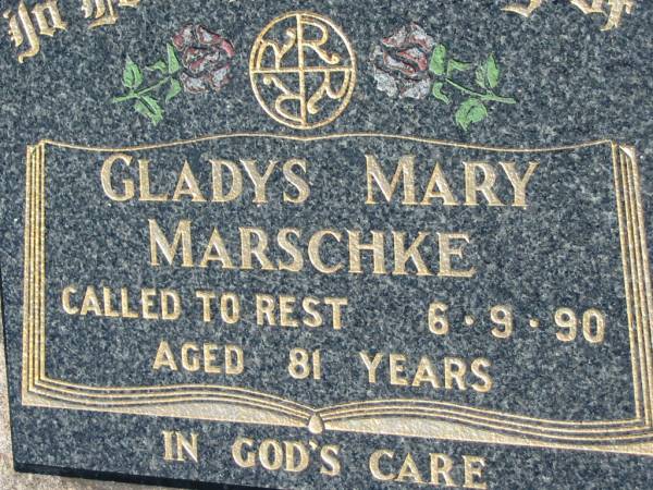 Gladys Mary MARSCHKE  | 6 Sep 1990, aged 81  | Mount Beppo Apostolic Church Cemetery  | 