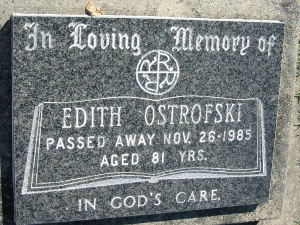 Edith OSTROFSKI  | 26 Nov 1985, aged 81  | Mount Beppo Apostolic Church Cemetery  | 