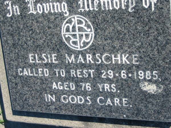 Elsie MARSCHKE  | 29 Jun 1985, aged 76  | Mount Beppo Apostolic Church Cemetery  | 