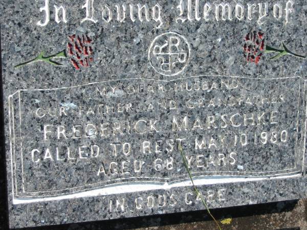 Frederick MARSCHKE  | 10 May 1980, aged 68  | Mount Beppo Apostolic Church Cemetery  | 