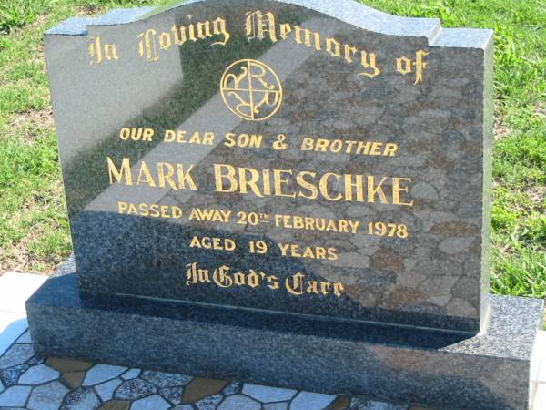 Mark BRIESCHKE  | 20 Feb 1978, aged 19  | Mount Beppo Apostolic Church Cemetery  | 