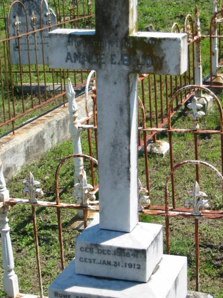 Amalie E. BULOW,  | born 15 Dec 1841 died 31 Jan 1912;  | Mt Beppo General Cemetery, Esk Shire  | 