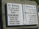 May GOLINSKI, wife mother, died 17 Nov 1978 aged 66 years; Hermann David GOLINSKI, husband father, died 25 Nov 1997 aged 89 years; Mt Beppo General Cemetery, Esk Shire 