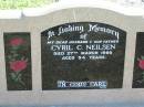 Cyril C. NEILSEN, husband father, died 27 March 1966 aged 54 years; Mt Beppo General Cemetery, Esk Shire 