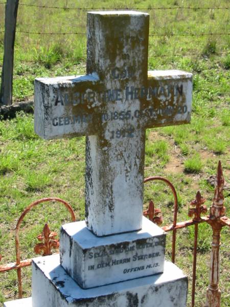 Albertine HERMANN,  | born 10 Mar 1855 died 20 June 1912;  | Mt Beppo General Cemetery, Esk Shire  | 