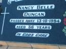 Nancy Belle DUNCAN, died 13-10-1994 aged 56 years; Mt Mee Cemetery, Caboolture Shire 