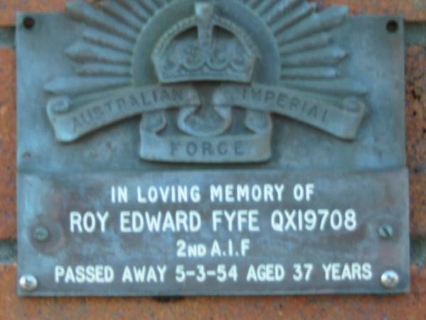 Roy Edward FYFE; 5 Mar 1954; aged 37  | Mt Mee Cemetery, Caboolture Shire  | 