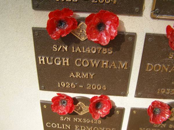 Hugh COWHAM; 1926 - 2004  | War Memorial, Elsie Laver Park, Mudgeeraba  | 