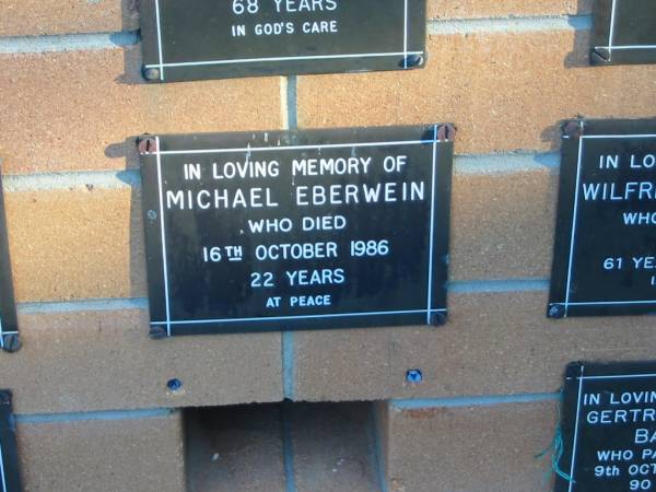 Michael EBERWEIN,  | died 16 Oct 1986 aged 22 years;  | Mudgeeraba cemetery, City of Gold Coast  | 