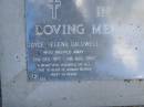 Joyce Helena CALDWELL,
13 Dec 1911 - 8 Aug 1992;
William Thomas CALDWELL,
24-12-1925 - 5-1-2008,
partner of Joy;
Mudgeeraba cemetery, City of Gold Coast